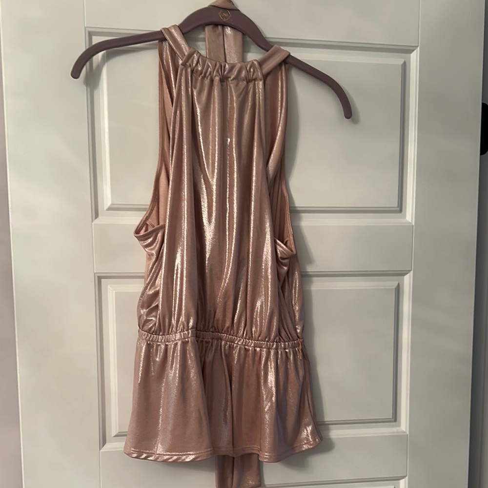 Express Gold Pink Ruffled Tank Top - Picture 2 of 2